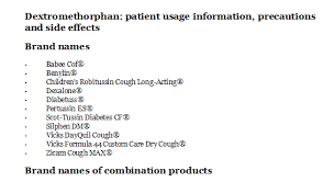 Dextromethorphan Patient Usage Information Precautions And