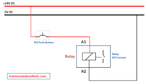 My thoughts are to put the 12v dc converter in the circuit before the controlling. Relay Latching Circuit Using Push Button Instrumentation Tools