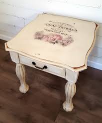 French Provincial End Table French Typography Distressed Etsy Shabby Furniture Shabby Chic Dresser Shabby Chic Furniture