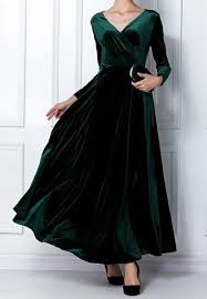 Elegant V Neck Long Sleeve Maxi Velvet Dress For Women Velvet Dress Long Long Sleeve Velvet Dress Long Sleeve Maxi Dress