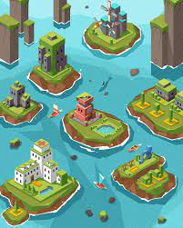 an island meejoo lee isometric illustration game icon design island artwork