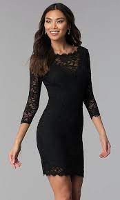 Lace Short Black Wedding Guest Dress With Sleeves Black Wedding Dresses Black Lace Wedding Dress Short Wedding Guest Dresses