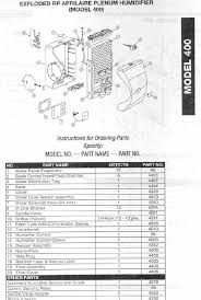 Aprilaire 400 Humidifier Complete Parts List Arnolds
