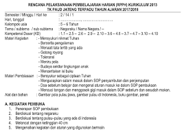 Rencana pembelajaran mingguan dan harian paud 2017full description. Rpph Paud Kurikulum 2013 Tema Negaraku Cara Golden
