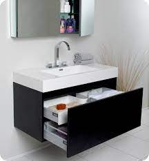Dark espresso stained maple wood vanity with shaker style door is stunning against the. Fresca Fvn8010bw Mezzo 40 Black Modern Bathroom Vanity With Medicine Cabinet