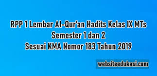 Rpp qur'an hadits kelas 9 kurikulum 2013 revisi 2018. Rpp 1 Lembar Al Quran Hadits Kelas 9 Mts 2021 2022 Lengkap