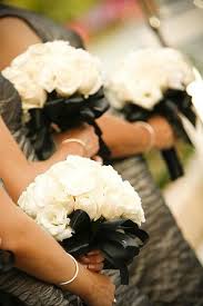 White Roses Black Ribbon Bouquet White Wedding Bouquets White Rose Wedding Bouquet White Wedding Flowers