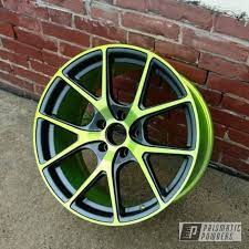 Our highly trained staff use only fresh powder and personally hand coat each item individually. Prismatic Powders Shocker Yellow Stealth Charcoal And Super Chrome On Custom Two Tone Wheels Wheel Rims For Cars Custom Wheels Cars