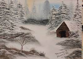Home to happy little quotes, bob ross related news, and peaceful landscapes. Bob Ross Replication Cabin In Snow Painting By Theodore Brooks