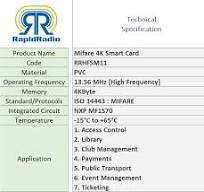 RapidRadio RRHFSM11 13.56 MHz ISO 14443: MIFARE NXP MF1S70 PVC Blank  Classic 4K HF White RFID Smart Card - Pack of 25 : Amazon.in: Industrial &  ...