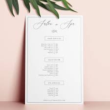 Salon And Spa Price List Editable Diy Template In 2020 Spa Prices Spa Menu Salon Price List
