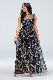 Floral Embroidered High Neck Illusion Gown David S Bridal Necklines For Dresses Floral Embroidery Dress Stylish Prom Dress