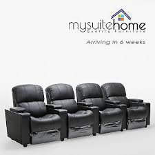 Sophie Leather 4 Seater Home Theatre Recliner Sofa Lounge With Cup Holders Home Theatre Lounge Theater Recliners Lounge