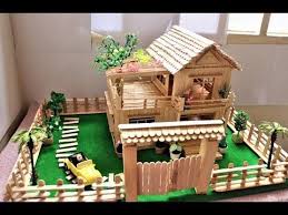 How To Make A Popsicle Stick House Ice Cream Stick House Garden Villa Youtube Popsicle Stick Houses Ice Cream Stick Popsicle Stick Crafts