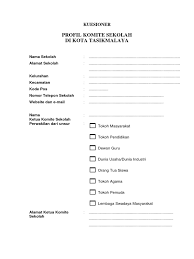 Program kerja komite sekolah sekolah dasar negeri linggapura 01 cabang dinas p dan k kecamatan tonjong bab i pendahuluan berdasarkan dasar hukum. Kuesioner Profil Komite Sekolah