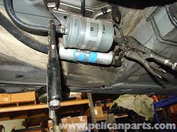 If you decide to replace the fuel pump it's probably a good idea to replace the fuel filter as well. Mercedes Benz W210 Fuel Filter Replacement 1996 03 E320 E420 Pelican Parts Diy Maintenance Article