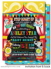 Printed Retro Vintage Circus Carnival Baby Shower Invitations Swirly World Design