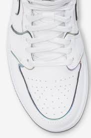 The upper is composed of a white leather base and features detailing in the form of a perforated toe, embossed tonal wings logo on the collar and on the. Women S Air Jordan 1 Mid White Lightning Release Date Nike Snkrs Sg