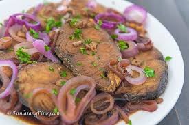 Tanigue Fish Steak Ala Bistek Panlasang Pinoy Recipe Fish Steak Recipe Recipes Cooking