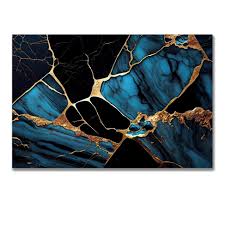 Arta abstracta marmura negru si albastru – The Print Studio