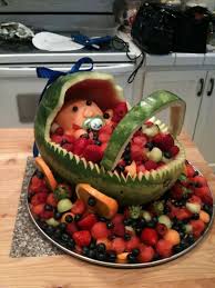 How To Make Watermelon Fruit Bowl For Baby Shower Free Printable Baby Shower Invitations Te In 2020 Baby Shower Fruit Baby Shower Desserts Boy Baby Shower Watermelon