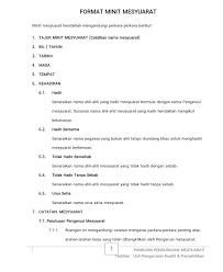 Dan yang paling penting ia mesti mengikut format terbaru. Format Minit Mesyuarat Yang Betul Pendidik2u