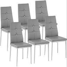 Chaide0560011) l 52 x p 53 x h 86 cm. Lot De 6 Chaises De Salle A Manger Sieges Capitonnes Diamond Decoration Gris Cdiscount Maison