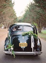 Black White Dos Pueblos Ranch Wedding Wedding Car Decorations Wedding Car Deco Getaway Car