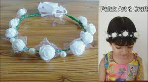 How To Make A Flower Crown Tiara Diy Floral Headband For Kids White Flower Crown For Baby Girl Youtube