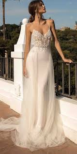 New Unique Tulle Four Way Spandex Spaghetti Straps Neckline Sheath Column Wedding Dresses With Lace Wedding Dresses Berta Wedding Dress Wedding Dresses Lace