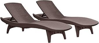 Attraktive farben und formen von hay. Amazon Com Keter Set Of 2 Pacific Sun Lounge Outdoor Chaise Pool Chairs With Resin Rattan Look And Adjustable Back Brown Patio Lawn Garden