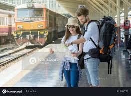 Premium Multiethnic Travelers Are Looking At The Map At The Train Station Photo Download In Png Jpg Format Train Station Photo Vacation Photos