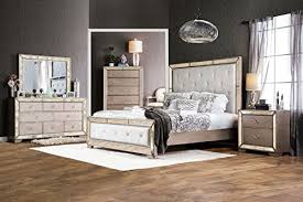 A king bedroom set, crafted just for you by the able hands of bassett furniture's skilled artisans, will deliver a lifetime of style, elegance, and charm. Loraine Bedroom Collection Luxury Antique Mirror Panel Hb Fb Bed Glam Style Eastern King Size Bed 4pc Set Dresser Mirror Nightstand Champagne Finish Buy Online In Qatar At Qatar Desertcart Com Productid 71901781