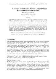 Concept, measurement and causes of poverty: Pdf A Critique Of The Income Poverty Line And Global Multidimensional Poverty Index