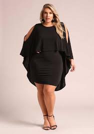 Plus Size Clothing Plus Size Cold Shoulder Hi Lo Cape Bodycon Dress Debshops Plus Size Outfits Plus Size Maxi Dresses Plus Size Fashion