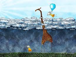 Artwork Anime Clouds Balloon Giraffes Rain Nature Animals Vladstudio Children Sun Rays Drawing Flying Su Cloud Canvas Art Cloud Canvas Giraffe Art