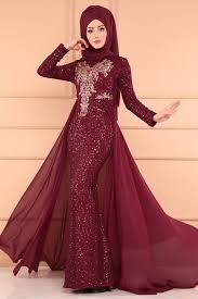 Modaselvim Abiye Payetli Tesettur Abiye Pn2010 Bordo The Dress Elbise Modelleri Elbise