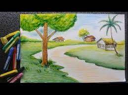 Kumpulan mewarnai gambar anak tk sd remaja republik seo. Contoh Gambar Pemandangan Dengan Crayon Oil Pastel Technique Dussel How To Draw A Scenery Download Kumpulan Gambar Pem Pemandangan Gambar Cara Menggambar