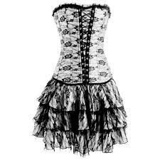 Black And White Corset Dress Gothic Inspired White Lace Up Corset Dress White Gothic Dress Short White Cocktail Dresses Goth Dress