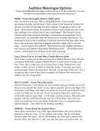 (to maria) oh, freulein, father's never going to marry her. Audition Monologue Options