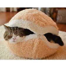 Accessories cute cat head kitten necklace cat collars bell pendant dog collar. Cute Soft And Comfy Hamburger Bed For Cats