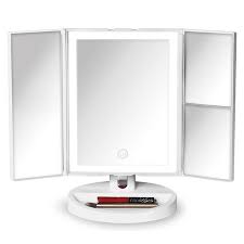 Fancii Tria Trifold Vanity Mirror With Led Lights Lighted Makeup Mirror With 5x 10x Magnifications Walmart Com In 2020 Mirror With Led Lights Makeup Mirror With Lights Makeup Mirror