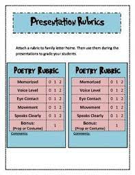 Students will memorize a poem and present it to the class. Reciting Poetry Presentation Letter And Rubric Presentation Rubric Rubrics Reciting Poetry