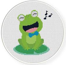 frog singing cross stitch pattern daily free cross stitch