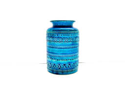 Flavia Montelupo Vase Italy Ceramic Bitossi Ceramiche Rimini Blue Vintage 1970s Vase Handcrafted Vase Rimini