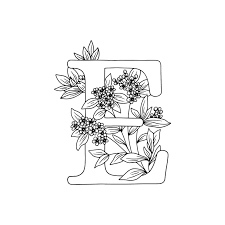 Here's a colouring page of a flower in a flower pot. Floral Coloring Pages Letter E Colouring Page Print Etsy Floral Prints Art Floral Letters Coloring Letters