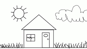 The white house can be left white with blue and red for the flag. Get This House Coloring Pages For Kids House Simple Printable For Preschoolers