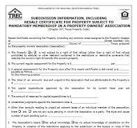 Subdivision Information, Including Resale Certificate for ...