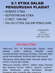 Dalam bentuk jamak (ta etha) ertinya adalah adat kebiasaan. Wacana Etika Plagiat
