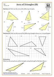 Divide each rectangle in half and find the area of each triangle. Area And Perimeter Math Worksheets Cazoom Maths